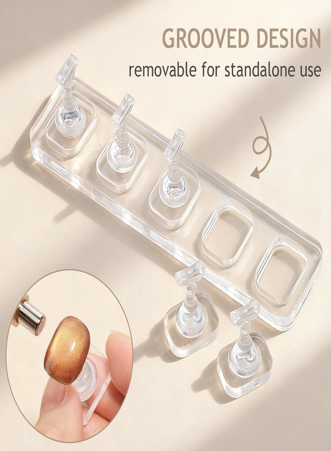 Furtherpretty Non-Magnetic Acrylic Nail Stand for Press-Ons, Cat Eye Nail Art Practice & Display Stand, Fake Nail Holder for Painting with Double-Sided Sticky Tape, Manicure Beginner & Salon Supplies - Image 4